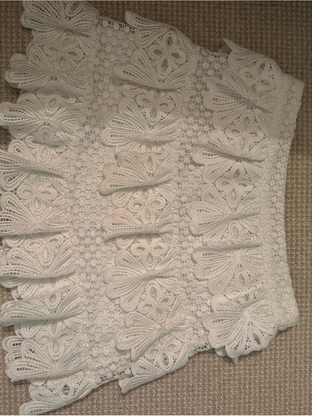 Aqua White Lace Mini Skirt with Scalloped Edge